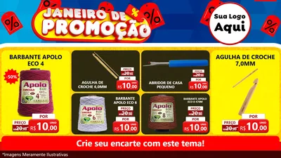 Modelo de TV para TV Horizontal com o tema Janeiro de Promoção para Armarinho e Aviamentos