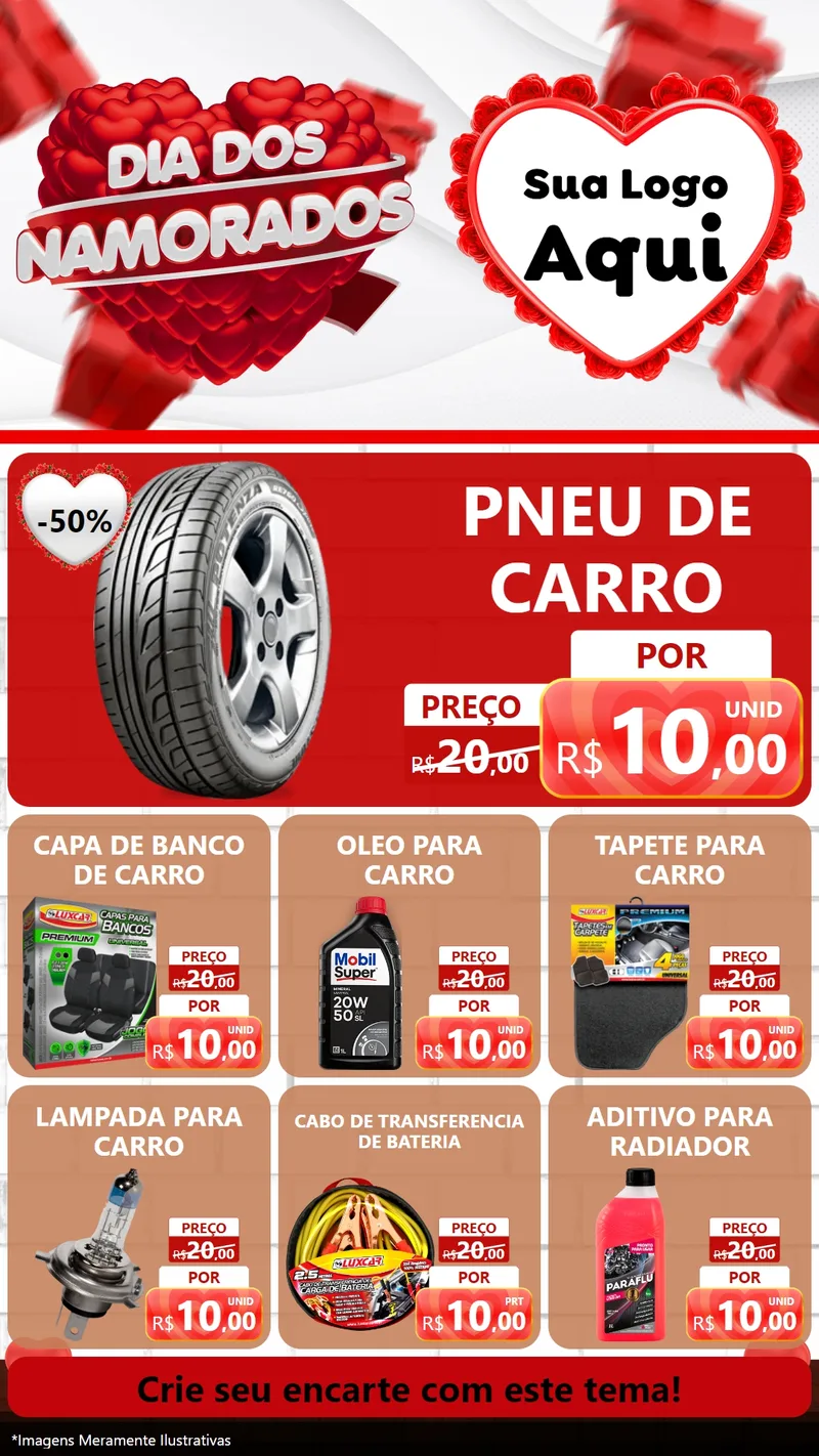 Modelo de Rede Social para Stories com o tema Dia dos Namorados para Auto peças