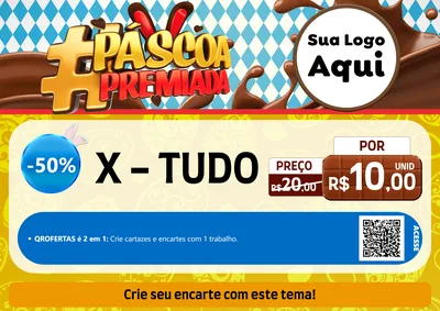 Modelo de Cartaz para Cartaz A4 Horizontal com o tema Páscoa Premiada para Hamburgueria