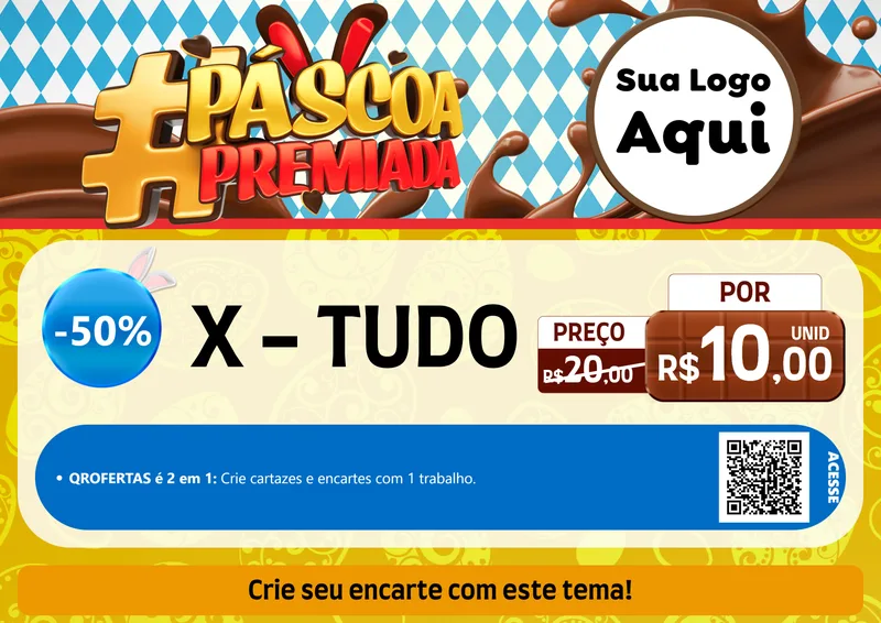 Modelo de Cartaz para Cartaz A4 Horizontal com o tema Páscoa Premiada para Hamburgueria