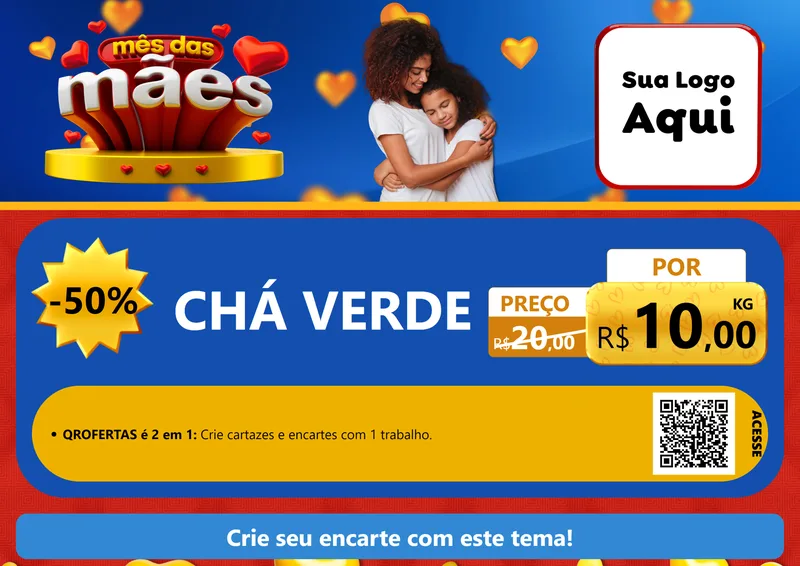 Modelo de Cartaz para Cartaz A4 Horizontal com o tema Mês das Mães para Produtos Naturais