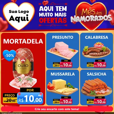 Modelo de Rede Social para Feed Facebook com o tema Mês dos Namorados para Frios e Laticínios