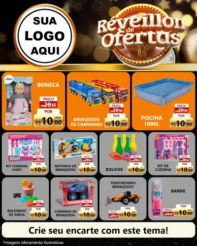 Modelo de Rede Social para Feed Instagram com o tema Réveillon de Ofertas para Brinquedos