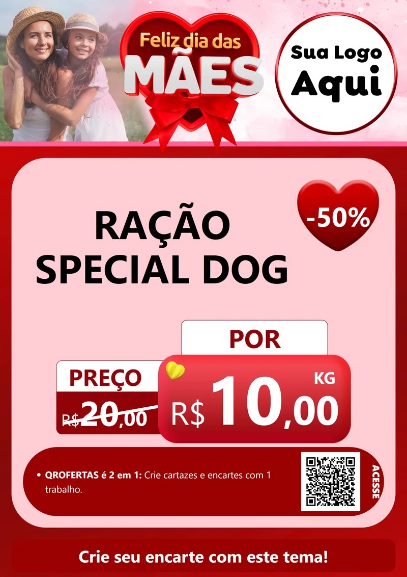 Modelo de Cartaz para Cartaz A4 Vertical com o tema Feliz Dia Das Mães para Pet Shop