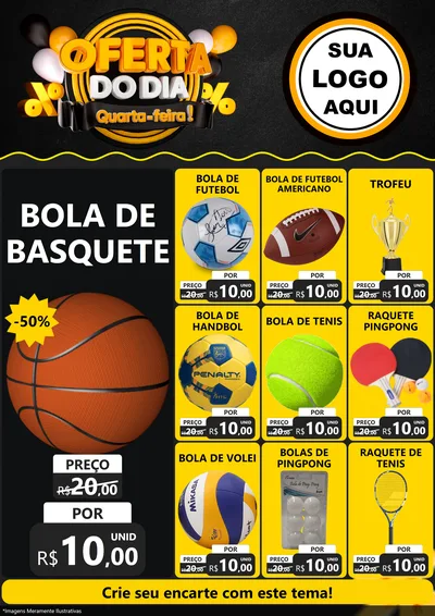 Modelo de Encarte para Encarte A4 Vertical com o tema Oferta do Dia - Quarta Feira! para Artigos Esportivos