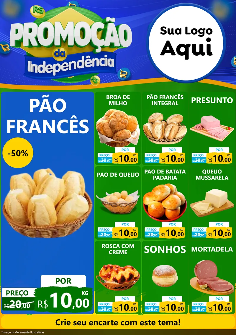 Modelo de Encarte para Encarte A4 Vertical com o tema Promoção da Independência para Padaria