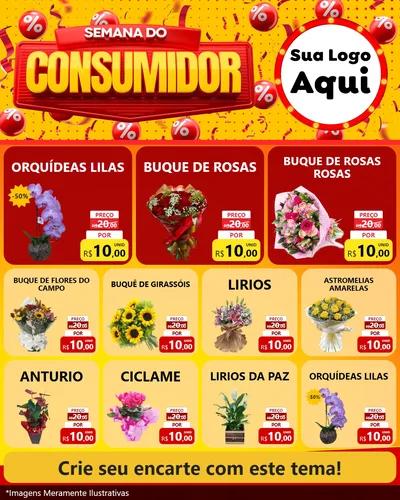 Modelo de Rede Social para Feed Instagram com o tema Semana do Consumidor para Floricultura e jardim