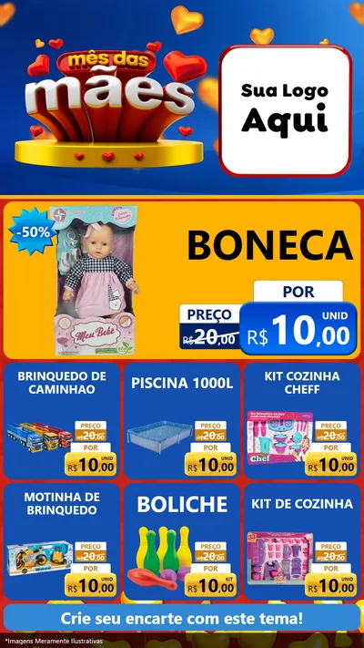 Modelo de Rede Social para Stories com o tema Mês das Mães para Brinquedos