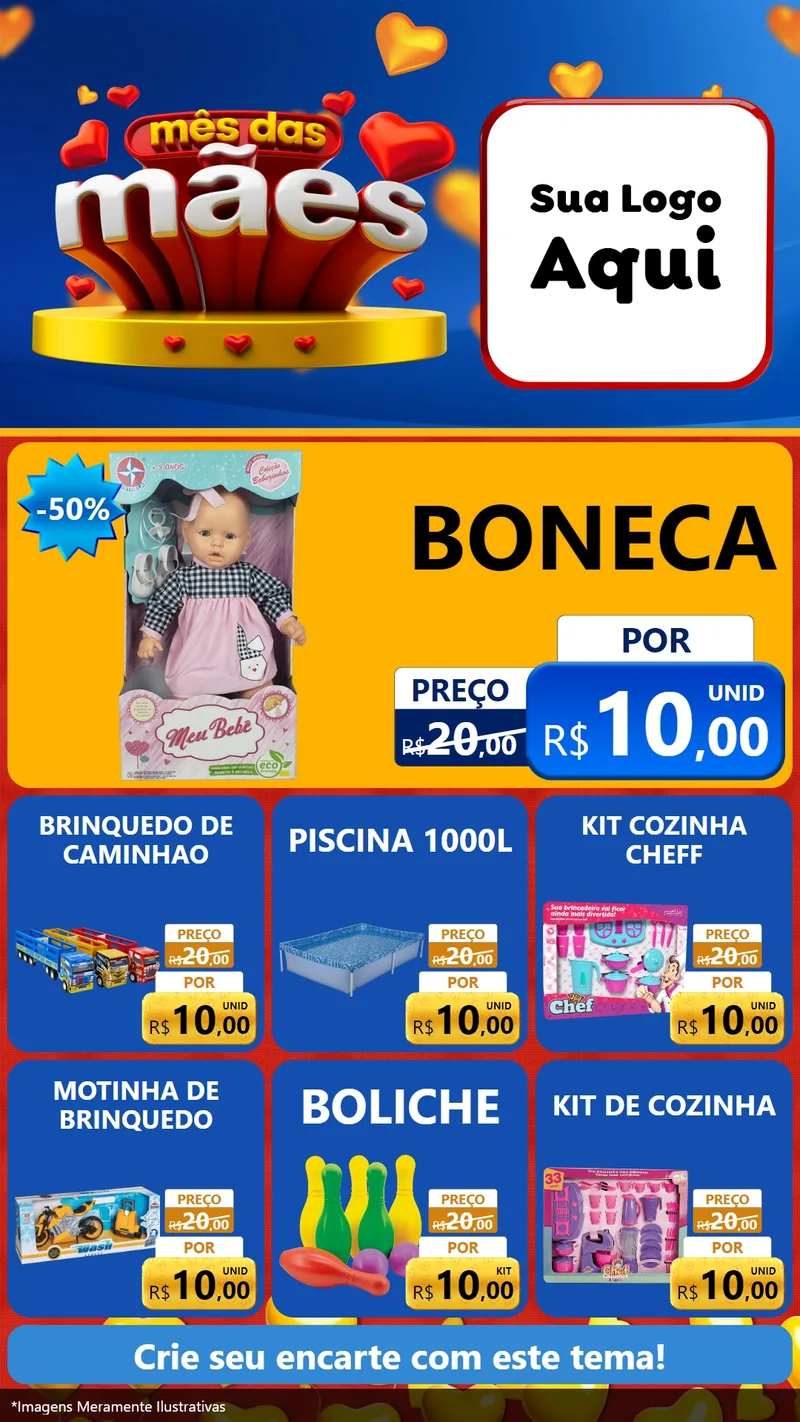 Modelo de Rede Social para Stories com o tema Mês das Mães para Brinquedos