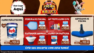 Modelo de TV para TV Horizontal com o tema O Coelho Ficou Maluco - Páscoa para Produtos para Piscina