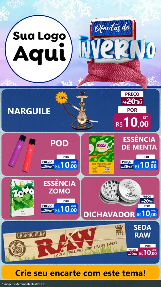 Modelo de TV para TV Vertical com o tema Ofertas de Inverno para Tabacaria