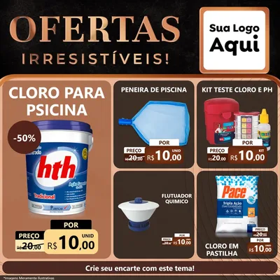 Modelo de Rede Social para Feed Facebook com o tema Ofertas Irresistíveis! para Produtos para Piscina