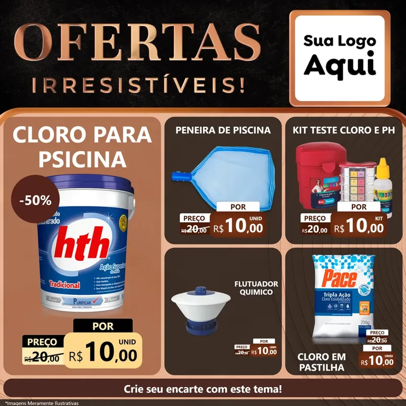 Modelo de Rede Social para Feed Facebook com o tema Ofertas Irresistíveis! para Produtos para Piscina