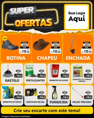 Modelo de Rede Social para Feed Instagram com o tema Super Ofertas para Agropecuária