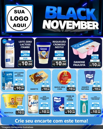 Modelo de Rede Social para Feed Instagram com o tema Black November para Frios e Laticínios