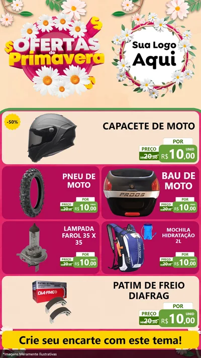 Modelo de TV para TV Vertical com o tema Ofertas de Primavera para Moto peças