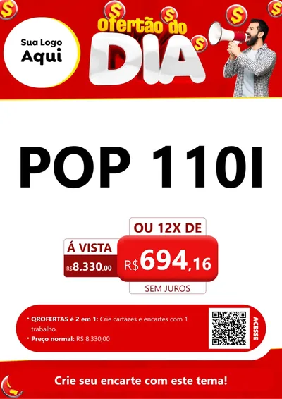 Modelo de Cartaz para Cartaz A4 Vertical com o tema Ofertão do dia para Concessionaria de Motos