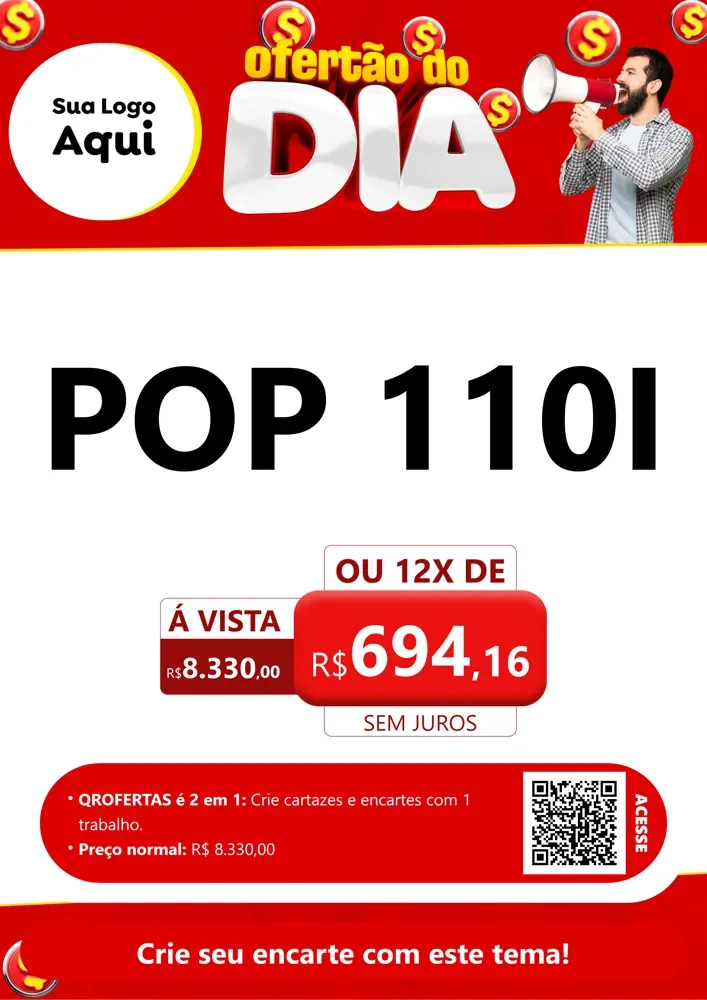 Modelo de Cartaz para Cartaz A4 Vertical com o tema Ofertão do dia para Concessionaria de Motos