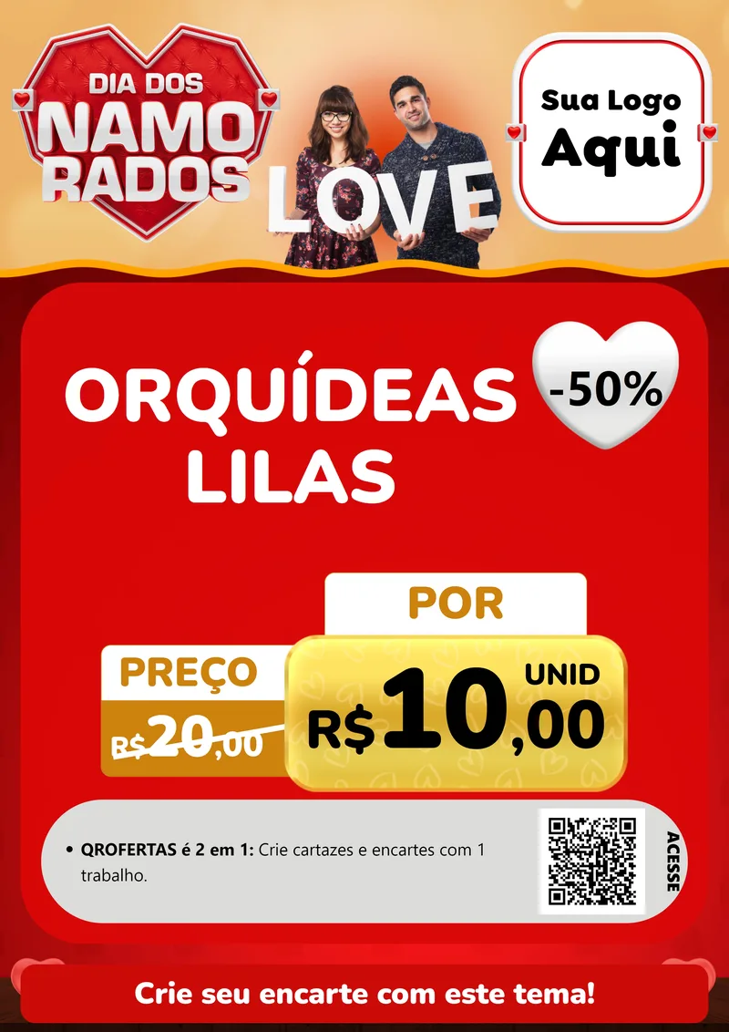 Modelo de Cartaz para Cartaz A4 Vertical com o tema Dia dos Namorados para Floricultura e jardim