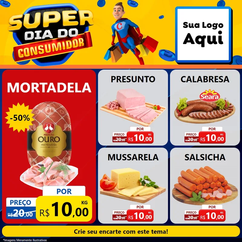 Modelo de Rede Social para Feed Facebook com o tema Super Dia do Consumidor para Frios e Laticínios