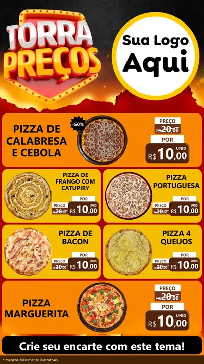 Modelo de TV para TV Vertical com o tema Torra Preços para Pizzaria