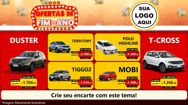 Modelo de TV para TV Horizontal com o tema Ofertas de Fim de Ano para Concessionaria de Carros