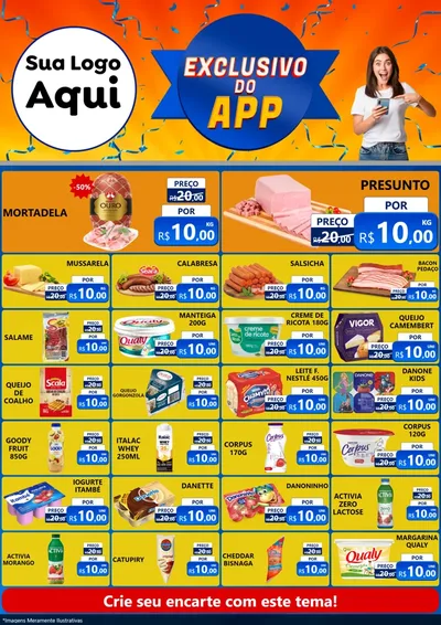 Modelo de Encarte para Encarte A4 Vertical com o tema Exclusivo do Aplicativo para Frios e Laticínios