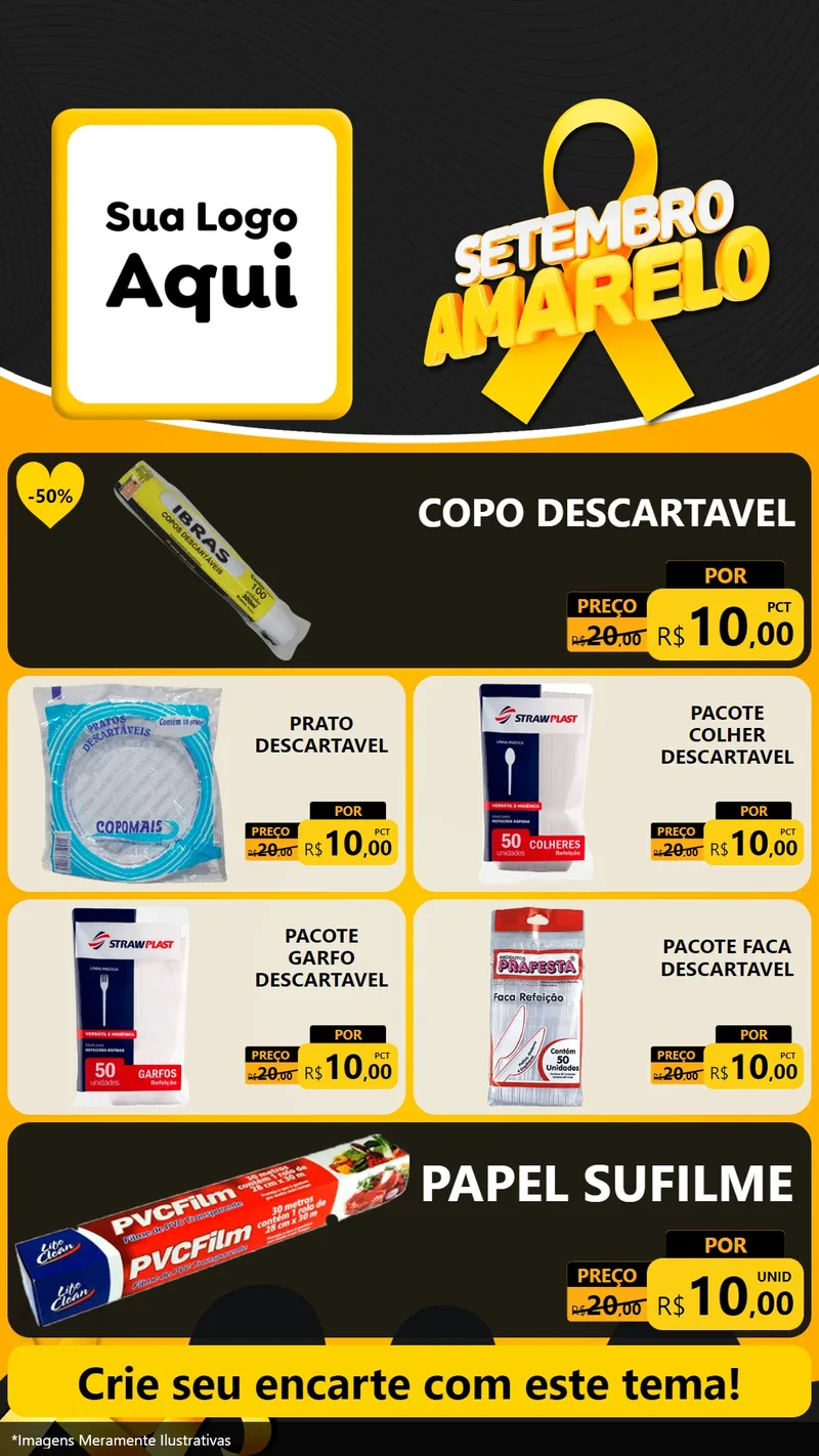 Modelo de TV para TV Vertical com o tema Setembro Amarelo para Embalagens