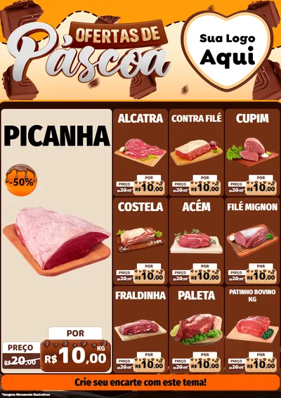 Modelo de Encarte para Encarte A4 Vertical com o tema Ofertas de Páscoa para Açougue