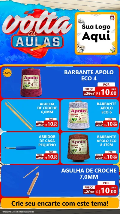 Modelo de TV para TV Vertical com o tema Volta às Aulas para Armarinho e Aviamentos