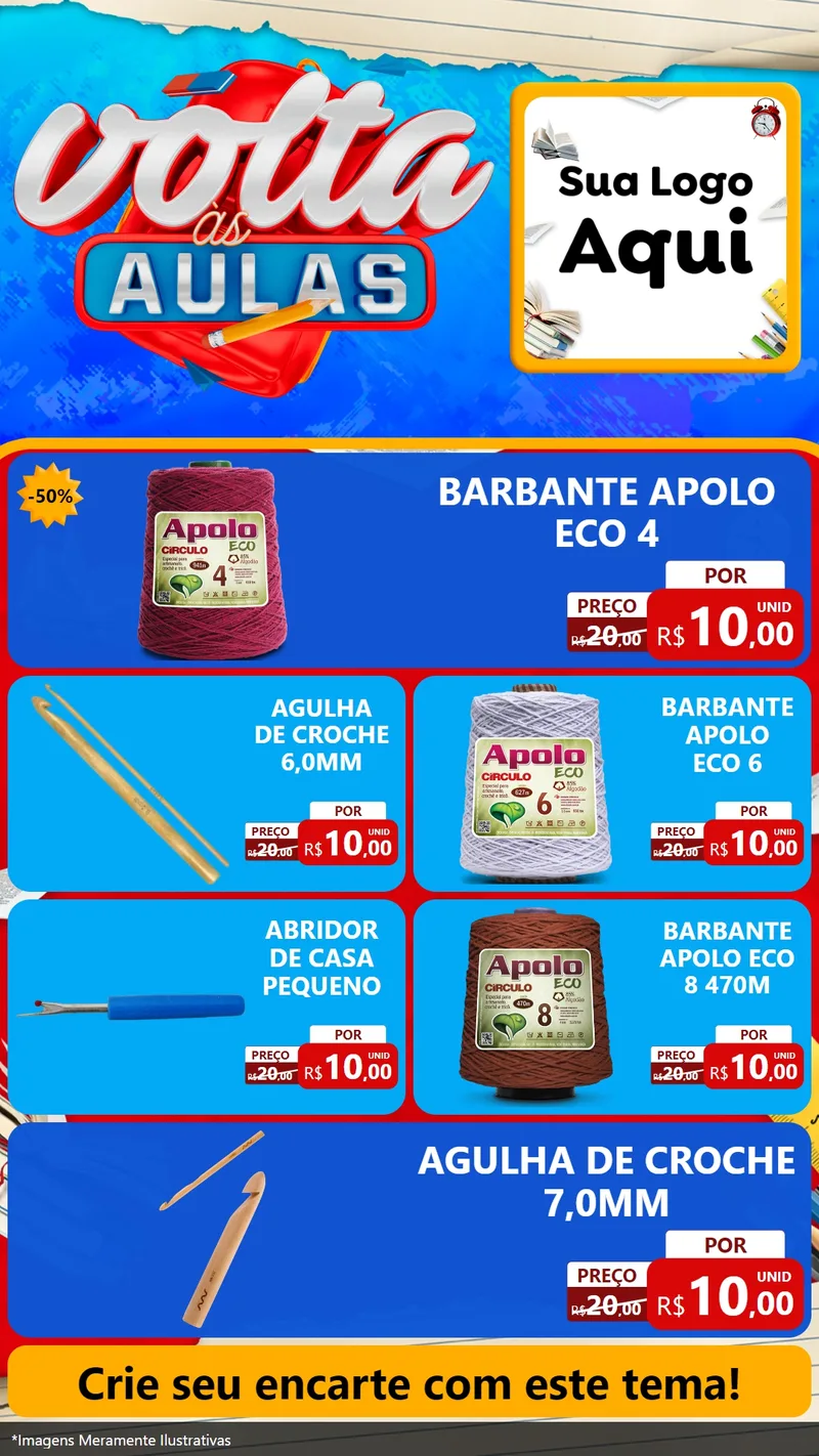 Modelo de TV para TV Vertical com o tema Volta às Aulas para Armarinho e Aviamentos