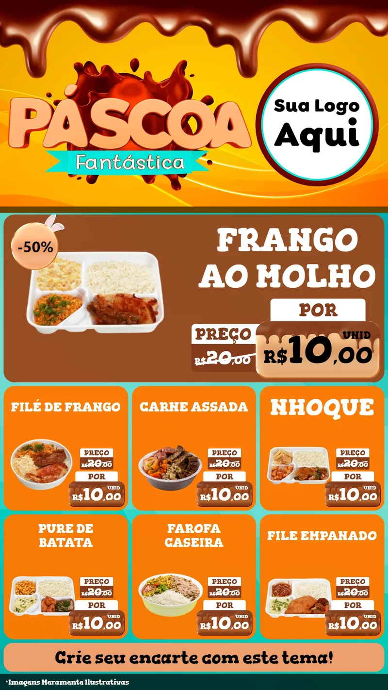 Modelo de Rede Social para Stories com o tema Páscoa Fantástica para Restaurante