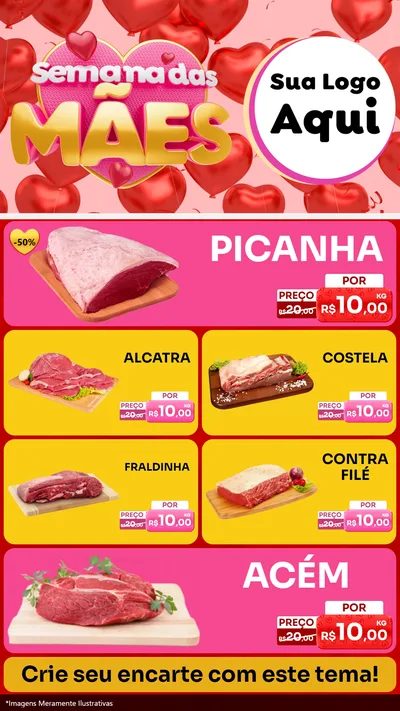 Modelo de TV para TV Vertical com o tema Semana Das Mães para Açougue
