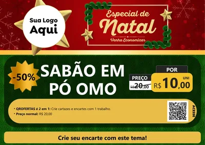 Modelo de Cartaz para Cartaz A4 Horizontal com o tema Especial de Natal para Produtos de Limpeza