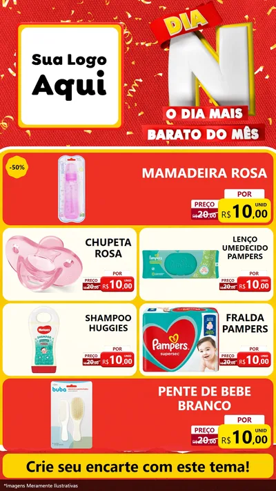 Modelo de TV para TV Vertical com o tema Dia N o Dia Mais Barato do Mês para Bebês