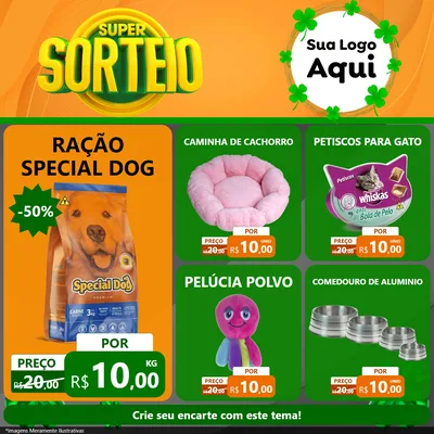 Modelo de Rede Social para Feed Facebook com o tema Super Sorteio para Pet Shop