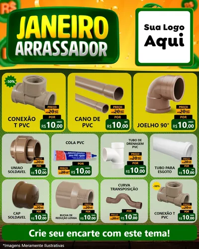 Modelo de Rede Social para Feed Instagram com o tema Janeiro Arrasador para Tubos e conexões