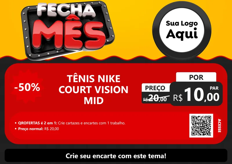 Modelo de Cartaz para Cartaz A4 Horizontal com o tema Fecha Mês para Calçados
