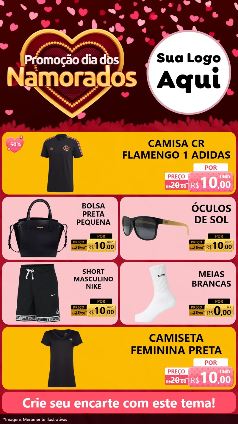 Modelo de TV para TV Vertical com o tema Promoção Dia Dos Namorados para Roupas e acessórios