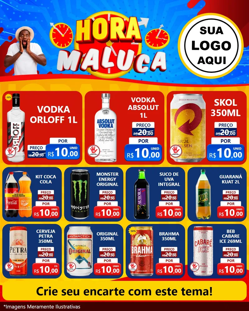 Modelo de Rede Social para Feed Instagram com o tema Hora Maluca para Distribuidora de bebidas