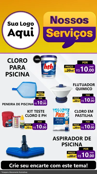 Modelo de TV para TV Vertical com o tema Nossos Serviços para Produtos para Piscina