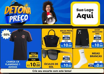 Modelo de Encarte para Encarte A4 Horizontal com o tema Detona Preços para Roupas e acessórios