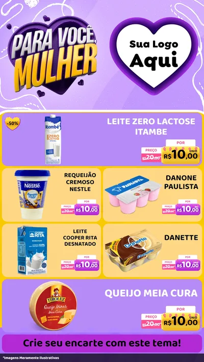 Modelo de TV para TV Vertical com o tema Para Você, Mulher para Frios e Laticínios