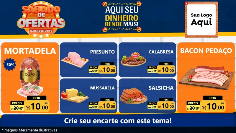 Modelo de TV para TV Horizontal com o tema Sábado de Ofertas Imperdíveis para Frios e Laticínios