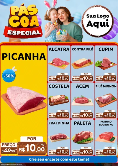 Modelo de Encarte para Encarte A4 Vertical com o tema Páscoa Especial para Açougue