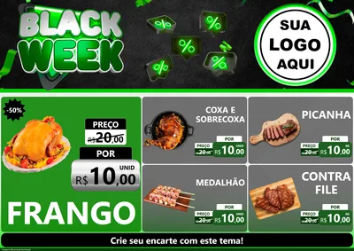 Modelo de Encarte para Encarte A4 Horizontal com o tema Black Week para Assados