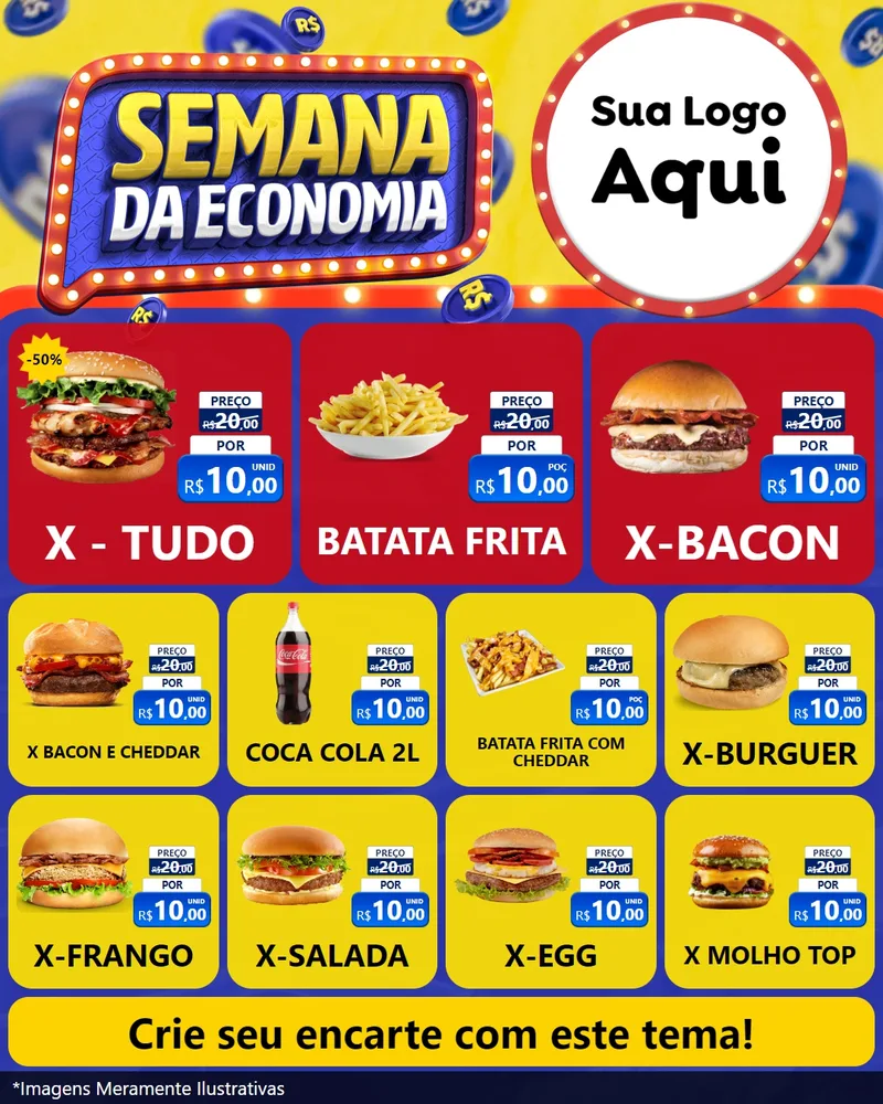 Modelo de Rede Social para Feed Instagram com o tema Semana da Economia para Hamburgueria