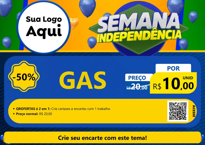 Modelo de Cartaz para Cartaz A4 Horizontal com o tema Semana da Independência para Água e gás