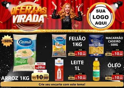 Modelo de Encarte para Encarte A4 Horizontal com o tema Ofertas da Virada para Supermercado