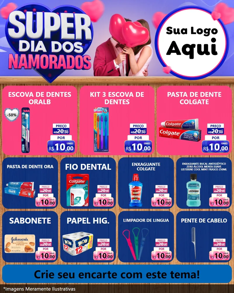 Modelo de Rede Social para Feed Instagram com o tema Super Dia dos Namorados para Higiene Pessoal